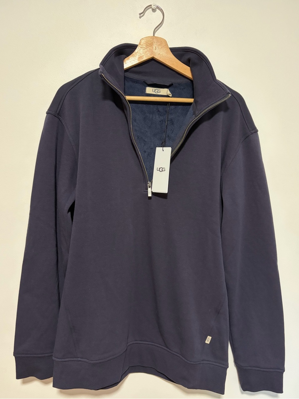 UGG Men's Zeke Fleece Pullover 1/4 Zip Size M Medium Navy Blue